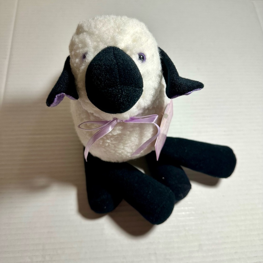 Vintage Plush Lamb Sheep Hallmark Lambsie Divy‎ 1984 White Fleece Purple Trim